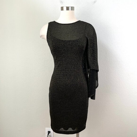 Ted Baker Dresses & Skirts - Ted Baker Womens Small Monyca Draped One Shoulder Dress Gold Metallic Cocktail‎